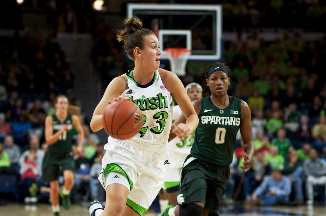 Sophomore guard Michaela Mabrey has emerged as an important contributor off the bench for Notre Dame early this season, averaging 10.8 points and 3.3 assists per game thus far.