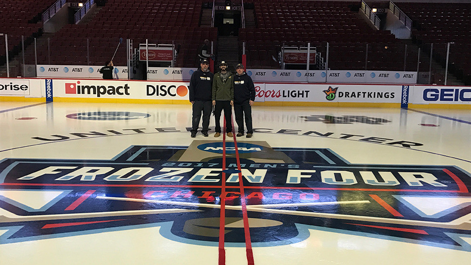 Irish Double-Team NCAA Frozen Four Brian Ahern, Sweh Velilla and Pat Klaybor at the United Center