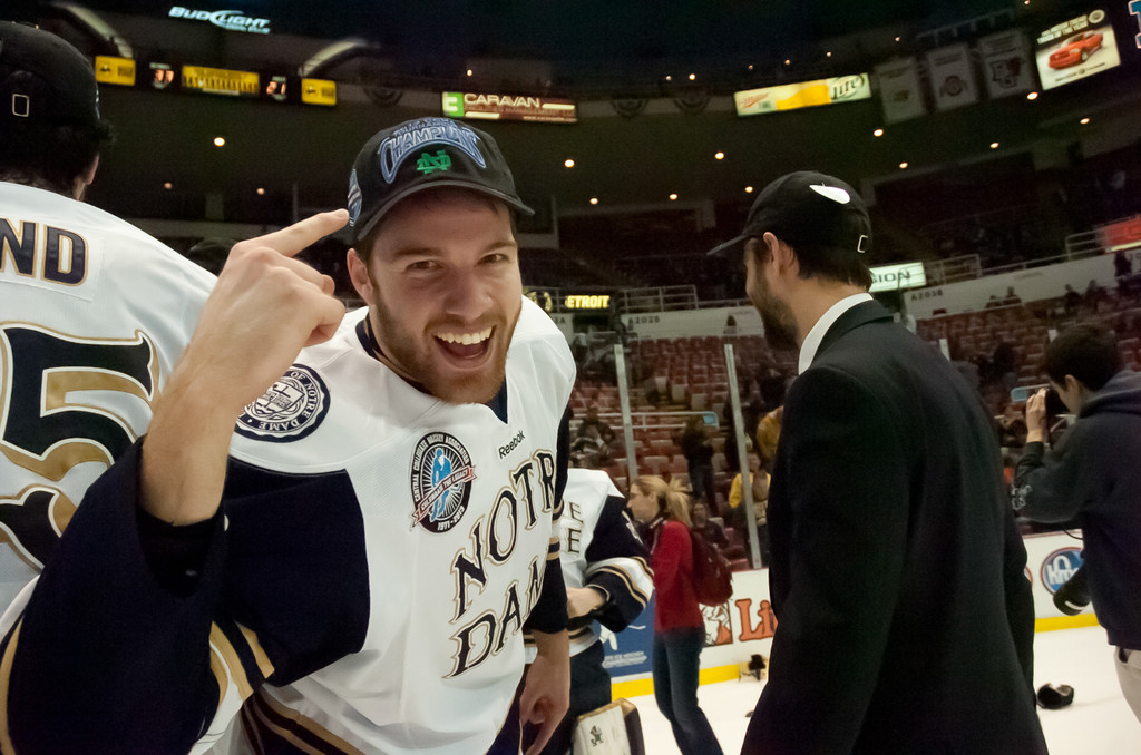 Notre Dame Men's Ice Hockey wins CCHA Championship over Michigan on 03-24-2013