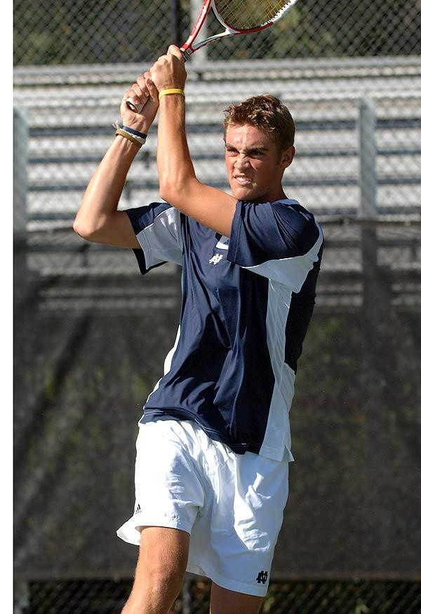 Notre Dame Wins 6-1 At Northwestern In Dual-Match Opener Freshman Brett Helgeson saved a pair of game points in the final game of Notre Dame's 9-7 win at No. 3 doubles.