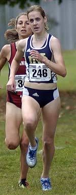 Senior Molly Huddle (seen here at last year's Notre Dame Invitational) won the Blue Division individual title in 2003, completing the 5K course in 17:12.