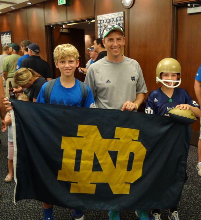 A Monogram winner (and some potential future ones) get ready to cheer on the Irish at Saturday's pre-game reception.