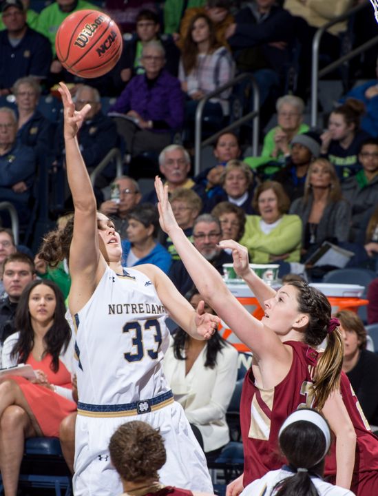Notre Dame freshman forward Kathryn Westbeld is averaging 9.0 points and shooting 54.5 percent from the field in her last four games.
