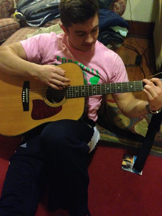 Irish safety Drew Recker learned how to play the guitar from his roommate Isaac Rochell.