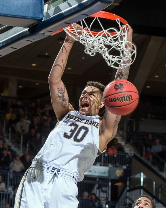 Senior Zach Auguste, averaging 15.1 ppg and 11.1 rpg over his last eight games, will play his final two home games at Purcell Pavilion this week. 