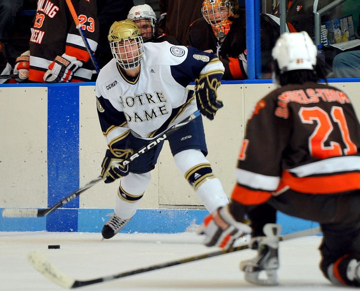Stephen Johns scored Notre Dame's first goal of the game in the first period.