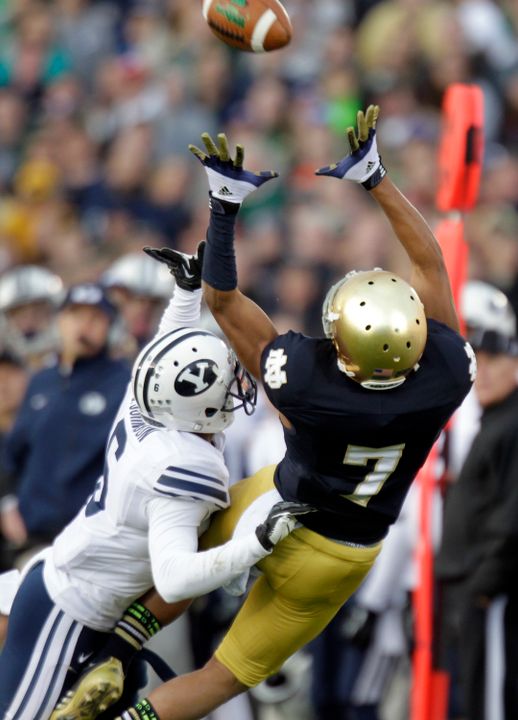 Current senior TJ Jones makes a catch in last year's win over BYU.