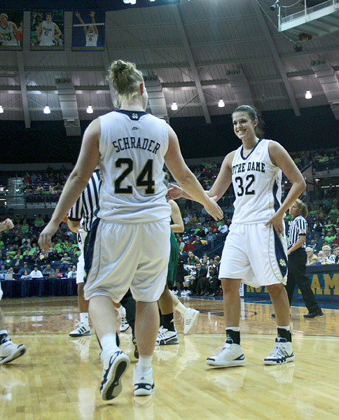 #3 Irish Back In Action Tuesday Night Against USF Lindsay Schrader and Becca Bruszewski combined for 46 points in Notre Dame's 86-79 comeback win at South Florida last season.