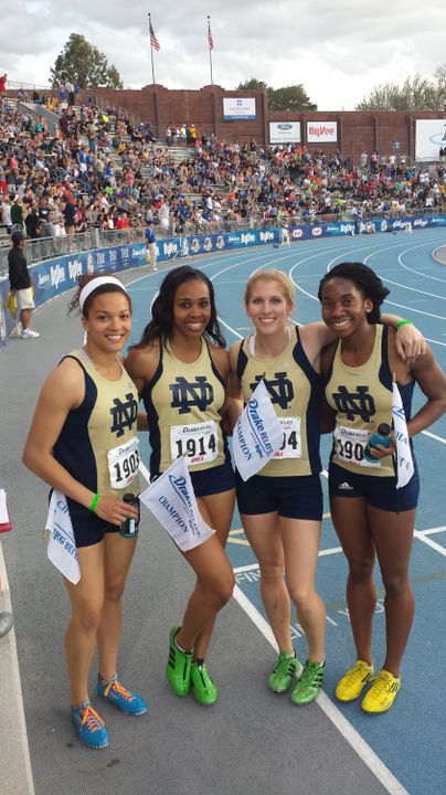 The 4x200m relay team of Kaila Barber, Aijah Urssery, Michelle Brown and Margaret Bamgbose.
