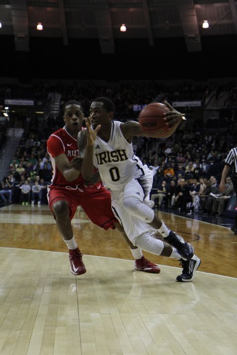 Eric Atkins had 14 points in Notre Dame's regular-season win over Rutgers.
