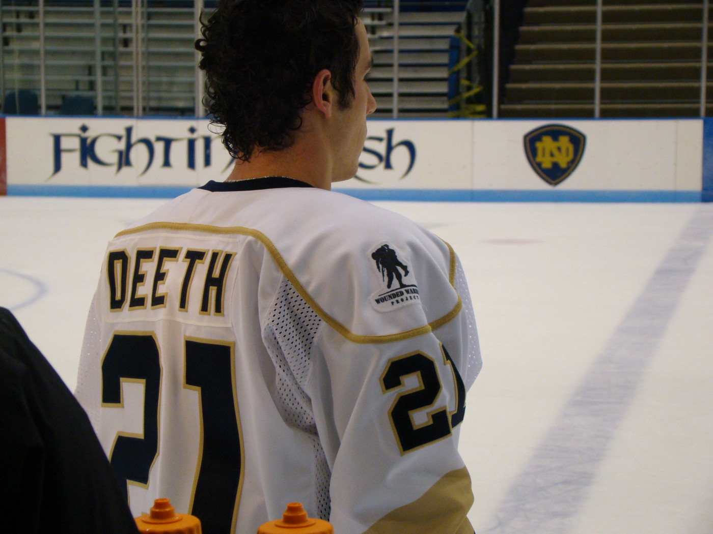 Irish Hockey Alum To Match Final Bids Up To $10,000 In Irish Hockey Jersey Auction Notre Dame hockey's jersey auction on Jan. 30 will benefit the Wounded Warriors Project. The group's patch is on the right shoulder of each jersey.
