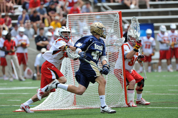 Junior midfielder Max Pfeifer scored a season-high three goals for the Irish.