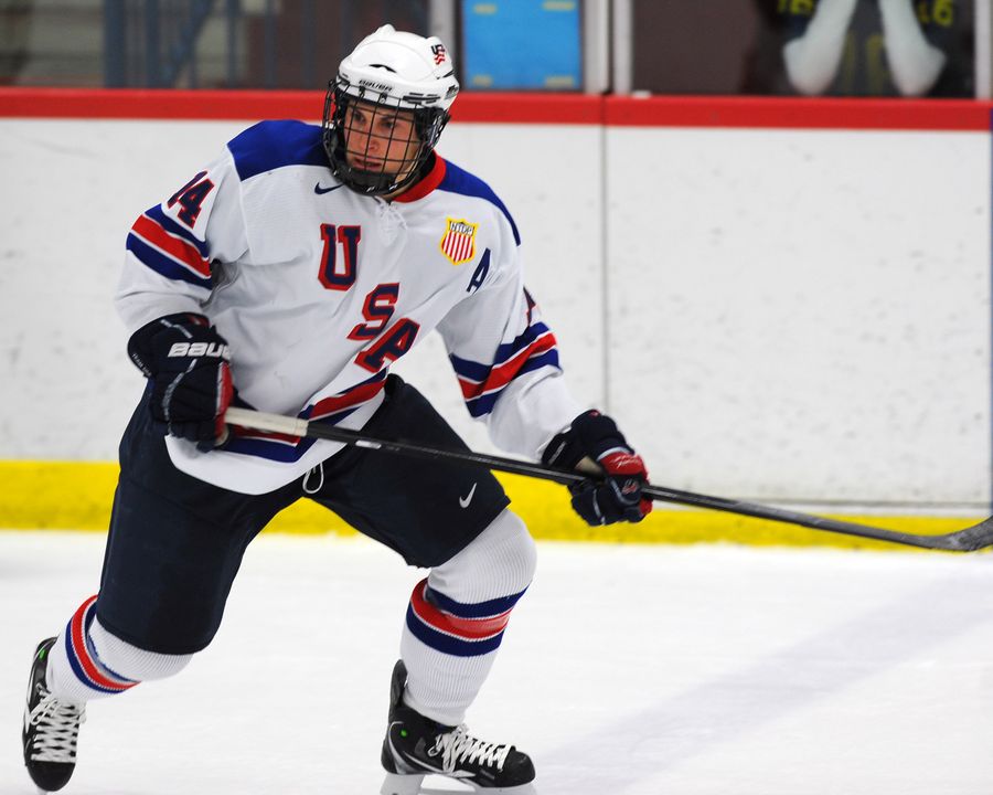 Center Thomas DiPauli from USA Hockey's Under-18 team is one of five players to sign a national letter-of-intent to play hockey at Notre Dame.