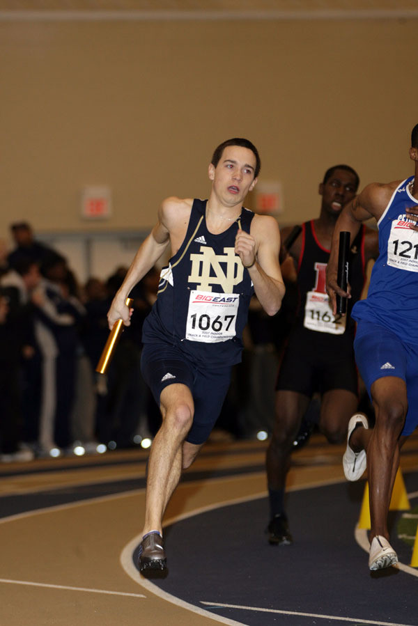 Irish Defend 4 x 1,600-Meter Relay Title At 98th Annual Drake Relays Junior Austin Wechter (shown here at the 2007 BIG EAST Indoor Championships) qualified for the NCAA Mideast Regional in the 400-meter hurdles with a season-best time of 52.34 seconds at Saturday's Drake Relays in Des Moines, Iowa. <i>(photo by Derrick Peynado)</i>