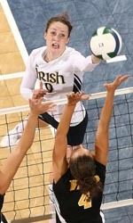 Megan Fesl and the Notre Dame volleyball team play Marquette.