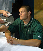 Junior safety Tom Zbikowski was one of over 25 players available to the media on Monday, Aug. 8.