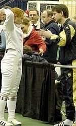 Zoltan Dudas tutored many top fencers at Notre Dame, including three-time epee All-American Kerry Walton (photo by Pete LaFleur).