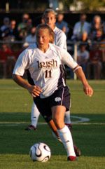 Junior forward Michele Weissenhofer made quite a splash in Notre Dame's 2006 season opener vs. Iowa State, scoring two goals and adding two assists in her college debut as the Irish swept past the Cyclones, 9-0.