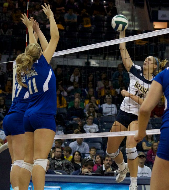 Senior Hilary Eppink led the Irish in kills with nine in a 3-0 win over UConn on Saturday.
