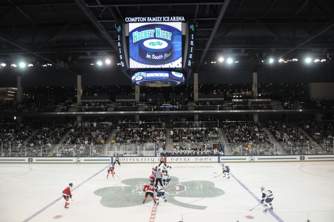 Notre Dame and Renneslaer played the first-ever game at the Compton Family Ice Arena on October 21, 2011.  The Irish christened CFIA with a 5-2 victory on that night.