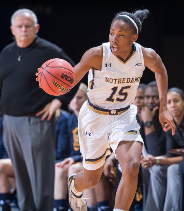 Sophomore guard Lindsay Allen piloted a Notre Dame offense that shot .603 from the field (.760 in the first half), with Allen ringing up 11 points and a game high-tying six assists (one turnover) in 20 minutes of action.