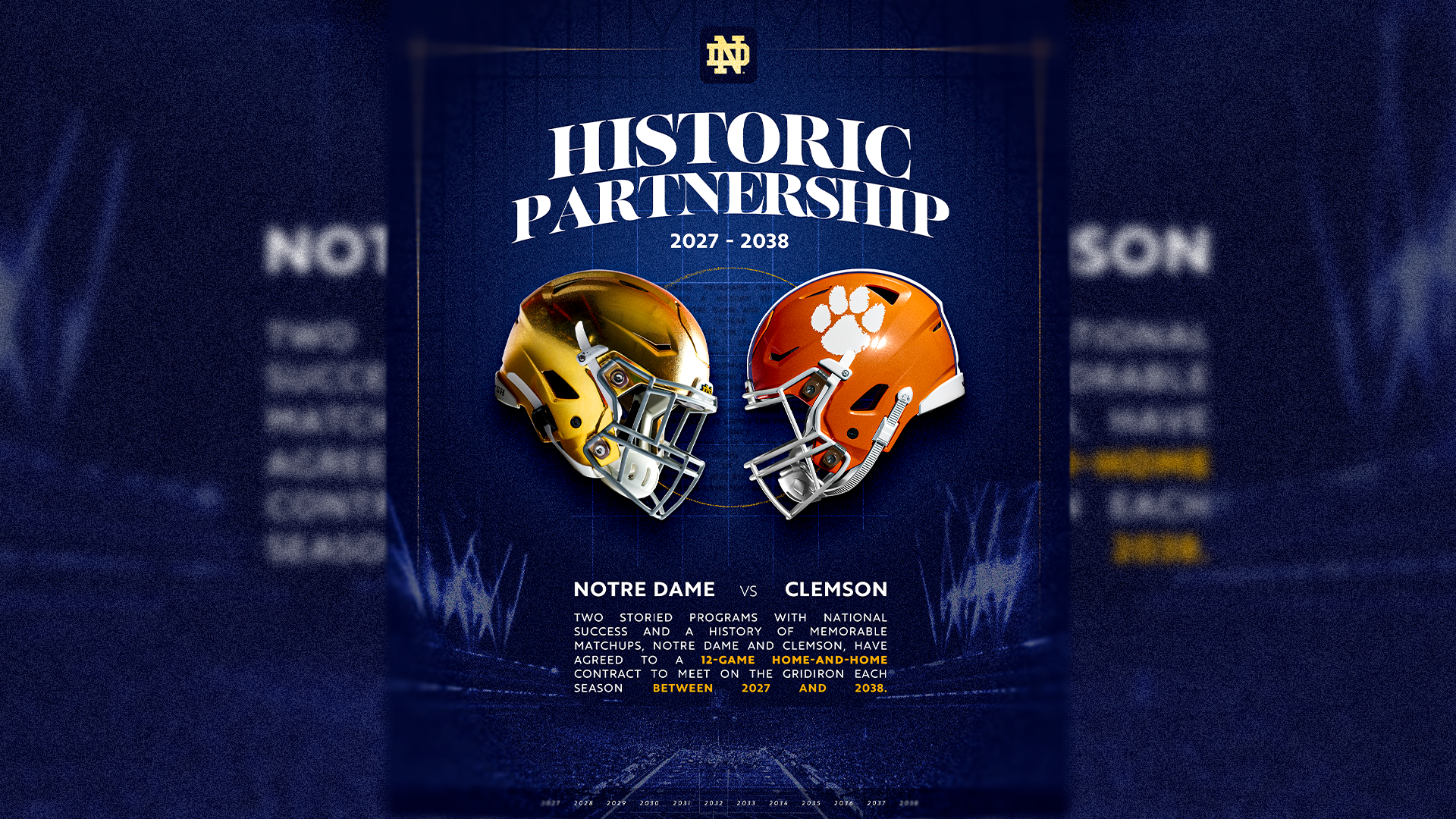Notre Dame and Clemson Announce 12-Game Football Series Notre Dame and Clemson Announce 12-Game Football Series