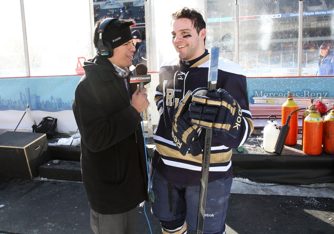 Crashing The Crease Captain Jeff Costello will play in his second outdoor game when the Irish face Boston College in a 7:30 p.m. game on Jan. 4 at Fenway Park.