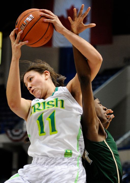 Junior forward Natalie Achonwa is the first Notre Dame player to post three consecutive double-doubles in the NCAA tournament since Jacqueline Batteast in 2004.
