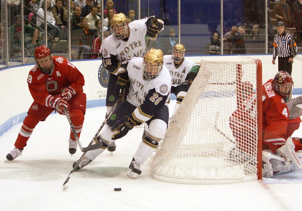 Nick Larson and his Notre Dame teammates are scheduled to appear on television four times during the 2010-11 season.