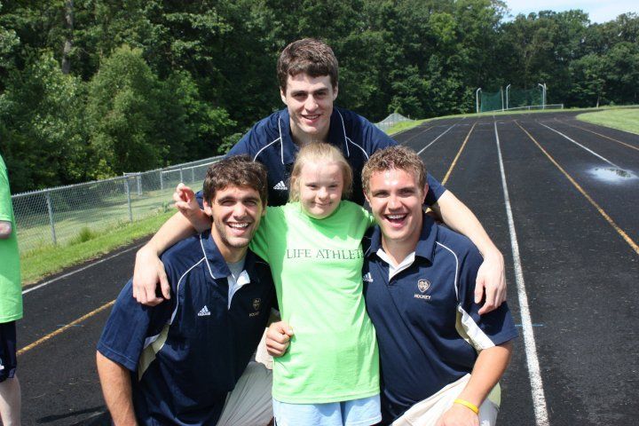 Notre Dame hockey players (from l-r) Joe Lavin, Kevin Nugent and Mike Johnson participate in the annual Buddy Walk.