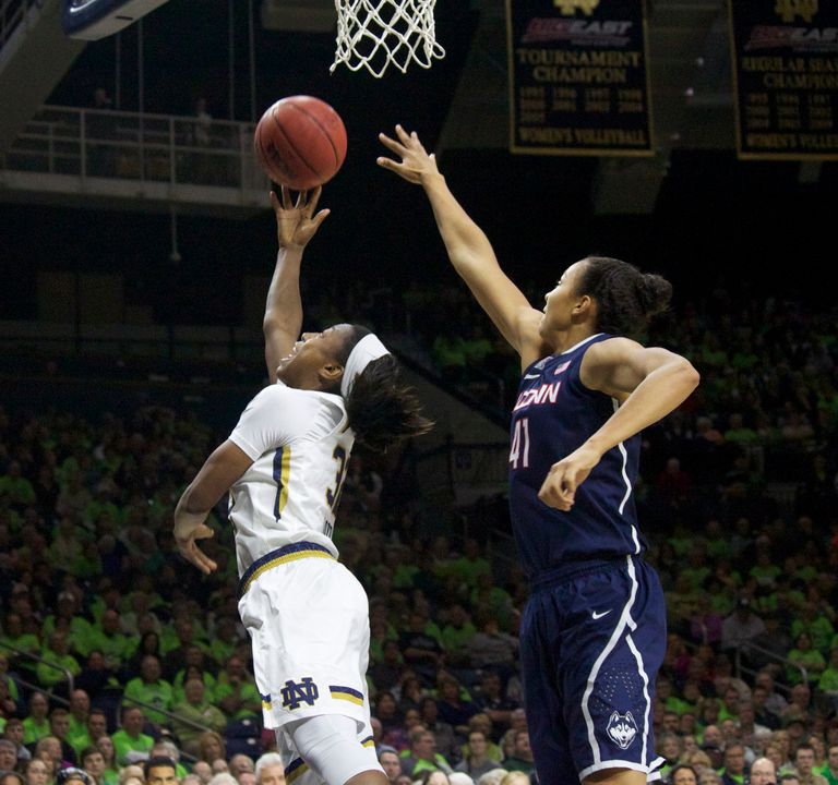 Junior guard Jewell Loyd tied her career highs with 31 points and four steals in Notre Dame's 76-58 loss to UConn Saturday afternoon at Purcell Pavilion.
