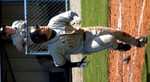 Ross Brezovsky watches his three-run home run sail over the rightfield fence to cap Notre Dame's six-run 8th inning vs. Air Force (photo by Pete LaFleur).