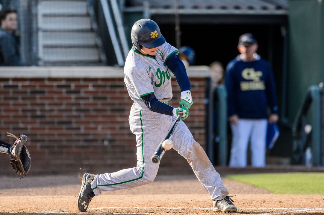 Sophomore Kyle Fiala had two hits and Notre Dame's lone run Sunday afternoon at Georgia Tech.