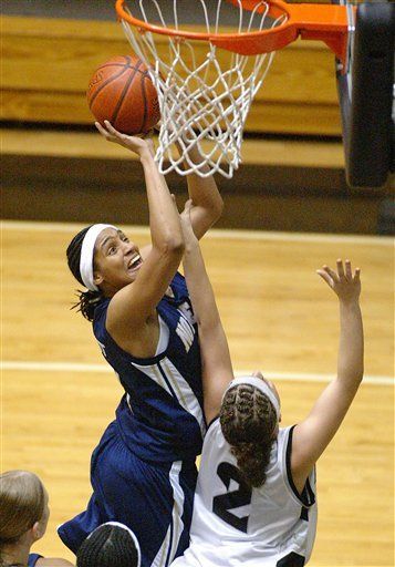Jacqueline Batteast makes a basket over the defense of Providence's Kristina Baugh during the second half.
