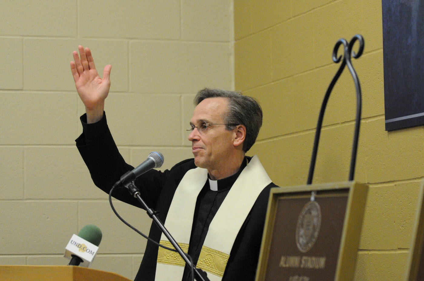 Notre Dame Soccer Alumni Weekend University President Rev. John I. Jenkins, C.S.C. performed the blessing of Alumni Stadium.