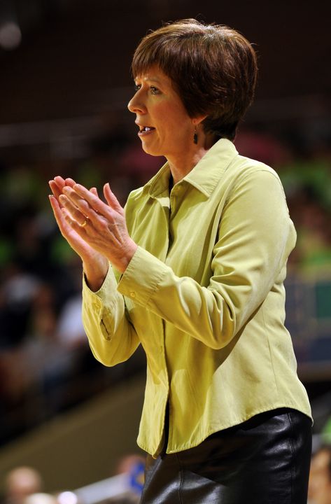 Notre Dame head coach Muffet McGraw has led the Irish to their 14th consecutive NCAA Championship appearance and 16th overall. She ranks eighth among active NCAA Division I coaches with a .641 winning percentage in the NCAA tournament, and she is tied for 10th among active coaches with 25 NCAA tourney wins.