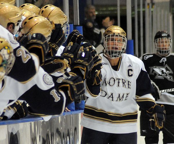 Notre Dame captain Ryan Thang had the hot hand for the Irish versus Michigan State, scoring four goals in the weekend series.