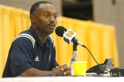 Tyrone Willingham answers questions about the 2004 Notre Dame football team in the Joyce Center Fieldhouse during Media Day on Monday, Aug. 9.
