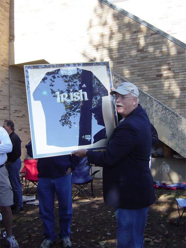Joe Speybroeck Receives Honorary Monogram During Softball Alumni Weekend Joe Speybroeck with his jersey.