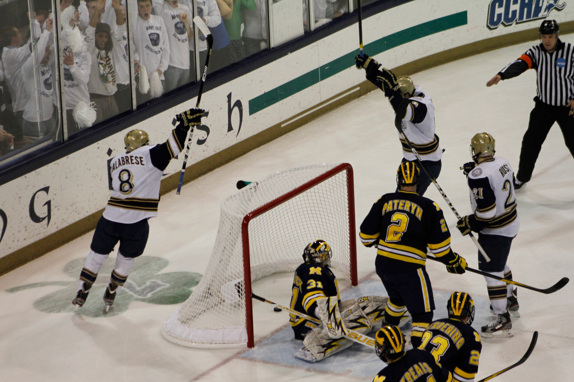 Irish To Face Michigan In Second Round Of CCHA Playoffs Notre Dame travels to Michigan for the second round of the CCHA playoffs March 9-11l