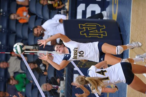 Notre Dame had 63 kills on 206 attempts Friday in a 3-2 loss to Delaware.