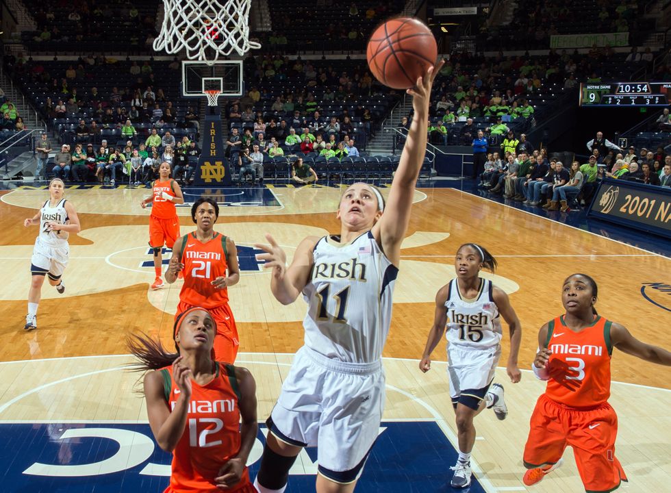 Senior forward/tri-captain Natalie Achonwa collected her team-high sixth double-double of the season with 21 points and 10 rebounds in Notre Dame's 87-72 win over Georgia Tech Monday night.