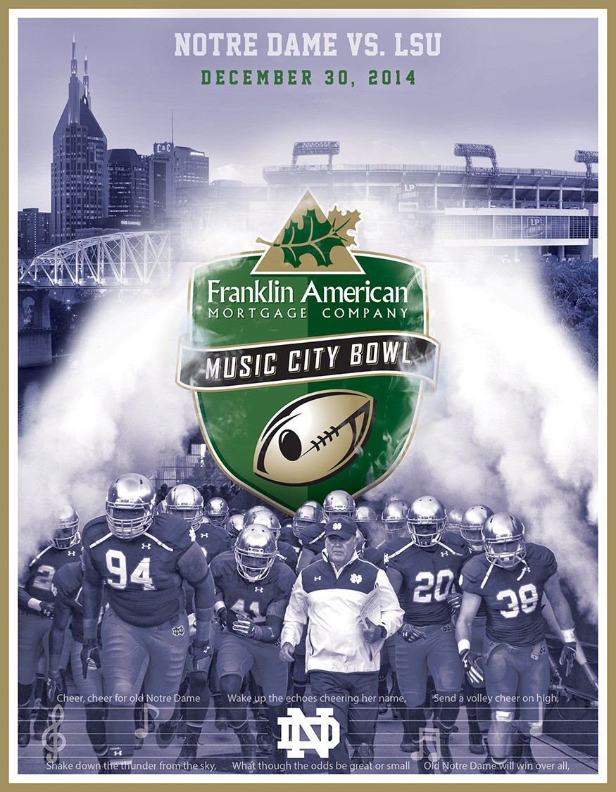 Notre Dame Heads to Nashville For Music City Bowl Notre Dame and LSU have played 10 times previously and both teams have five wins in the series.