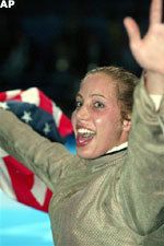 Mariel Zagunis, who will be a freshman at Notre Dame in 2004, won the first fencing gold medal for the United States since 1904.