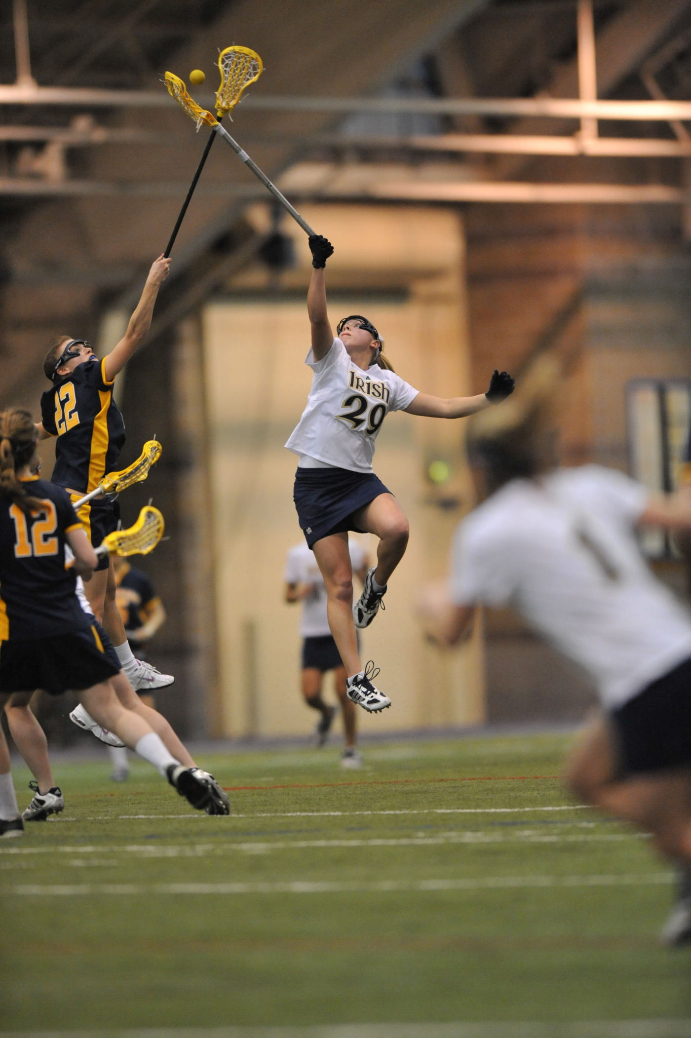 Irish Get 2008 Season Off To A Fast Start With A 22-10 Win Over Canisius Freshman midfielder Shaylyn Blaney goes high to win a draw versus Canisius. She got her collegiate career off to a fast start with four goals and two assists in the 22-10 win over Canisius.