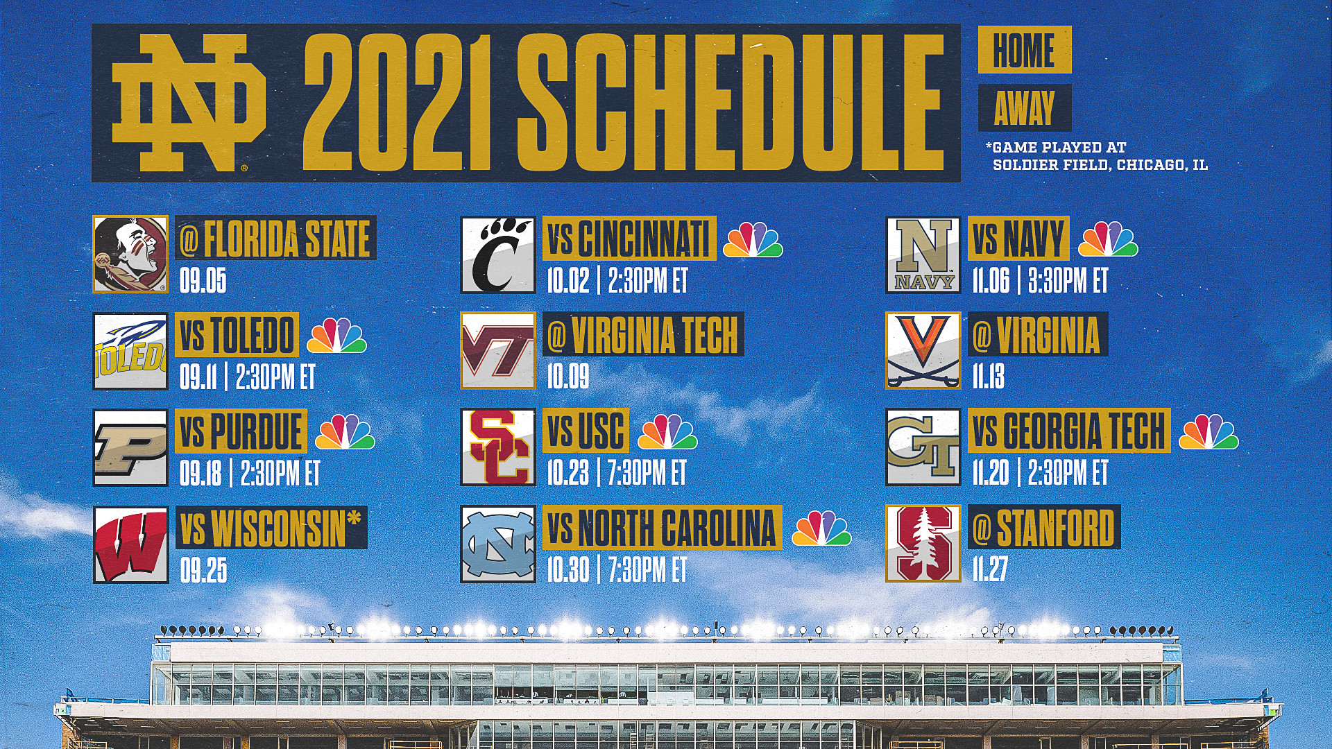 Notre Dame and NBC Announce 2021 Kick Times Notre Dame and NBC Announce 2021 Kick Times