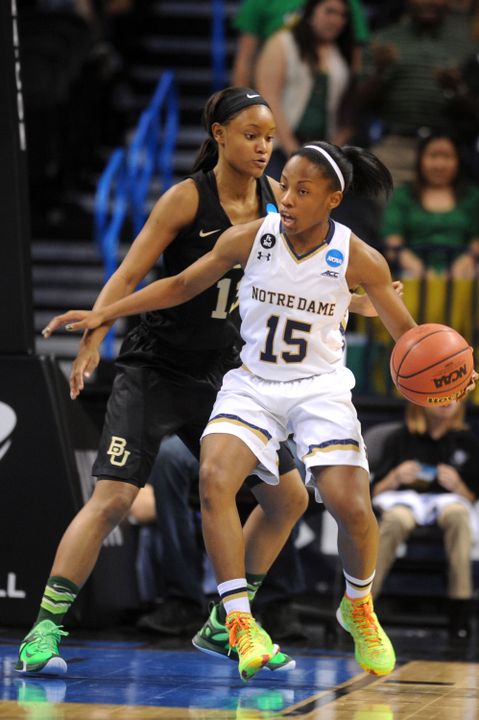 Lindsay Allen scored 23 points to help top-seeded Notre Dame defeat second-seeded Baylor, 77-68 in Sunday's Elite Eight matchup in Oklahoma City.