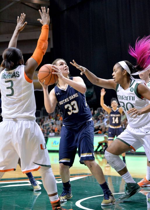 Freshman forward Kathryn Westbeld had five points, eight rebounds and a career high-tying four assists in Notre Dame's 78-63 loss at Miami Thursday night.