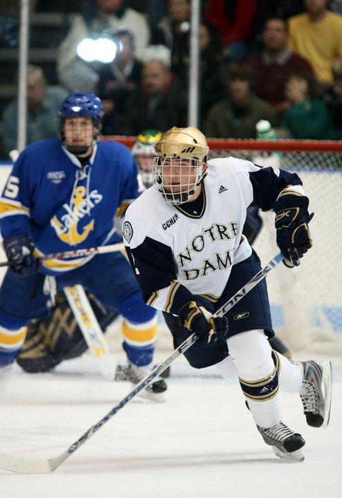 Kyle Lawson got the Notre Dame scoring started in the 4-2 win over Northern Michigan with a first-period power-play goal.