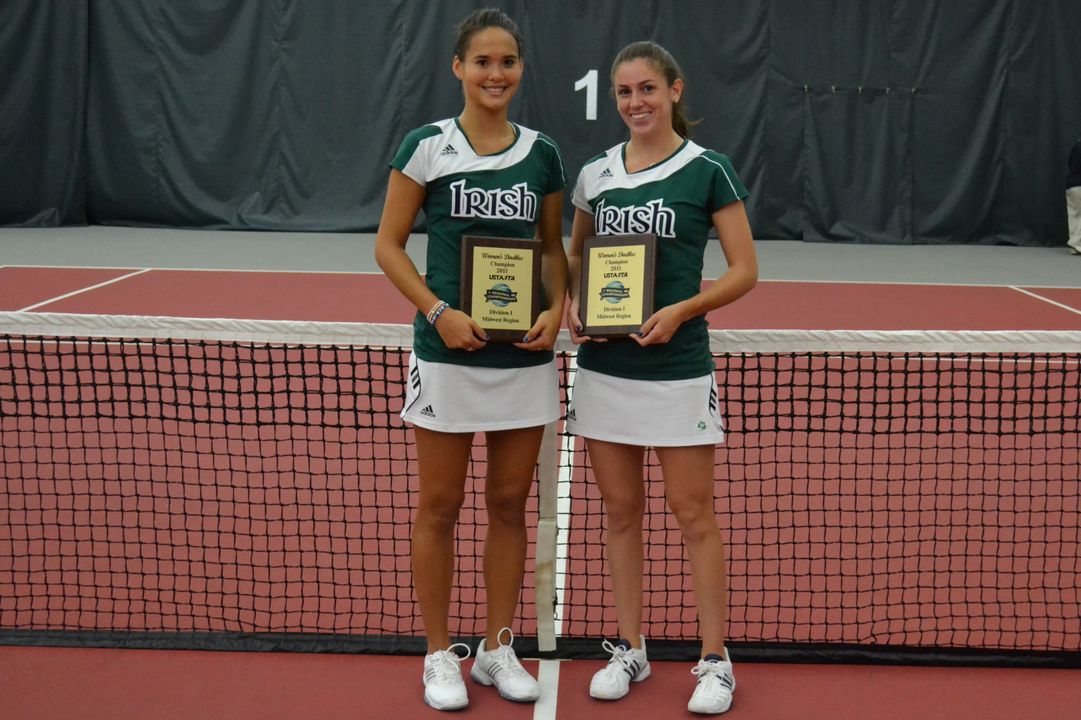 Kristy Frilling and Shannon Mathews continued their quest for the ITA National Individual Indoor title in doubles, advancing to the quarterfinals with an 8-2 win on Thursday.